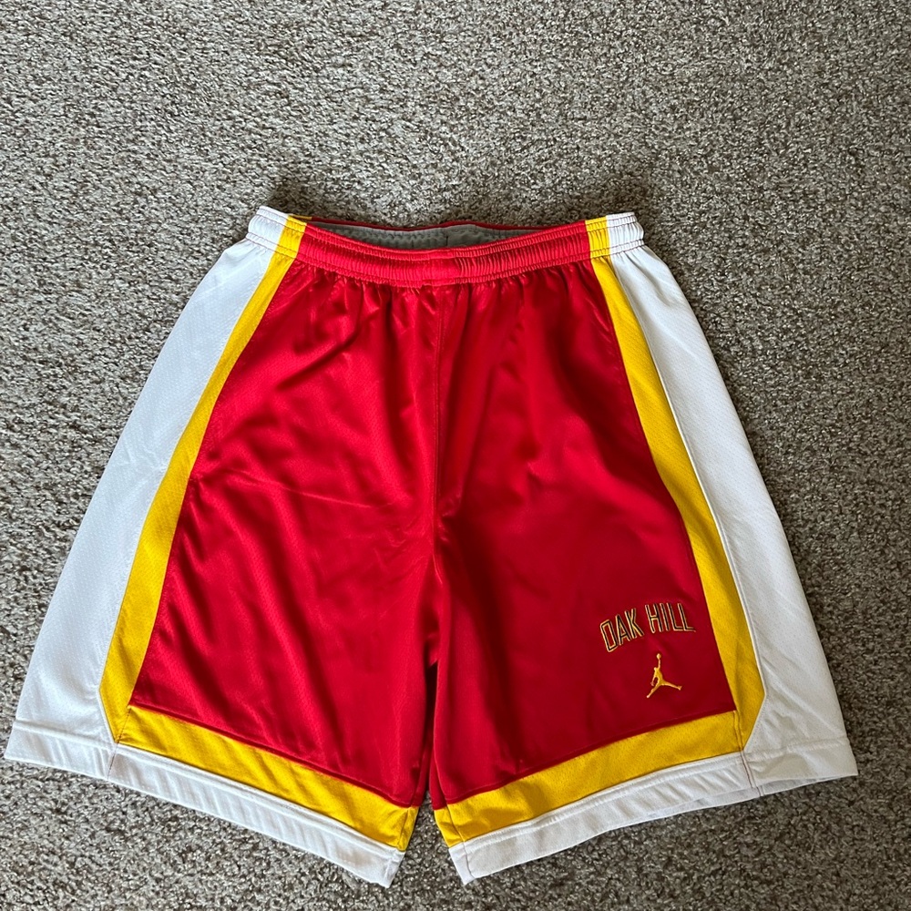 Oak Hill Academy Jordan Nike Red and White Men's Shorts